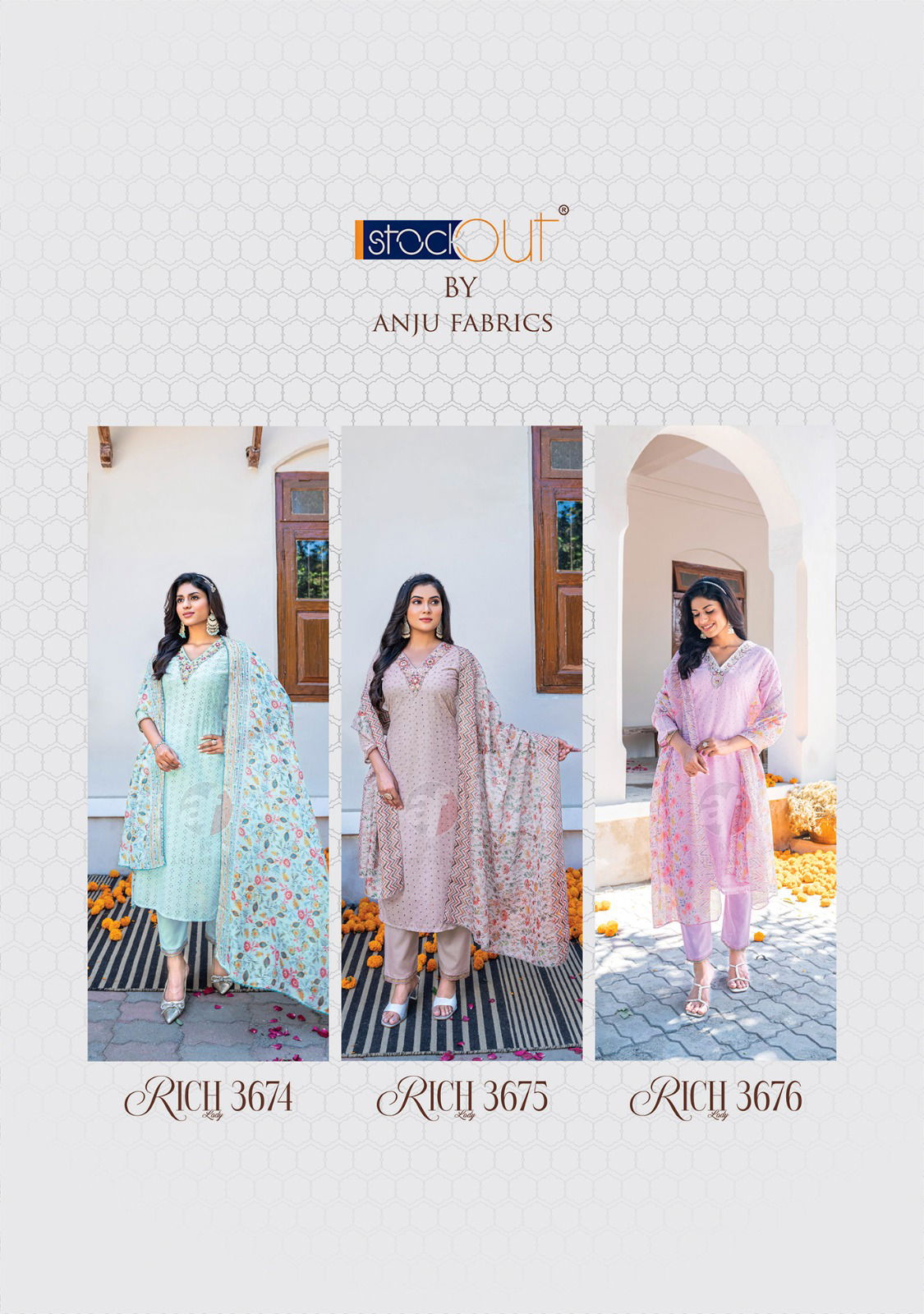 Rich Lady By Af Designer Plus Size Kurti With Bottom Dupatta Wholesale Clothing Suppliers In India
